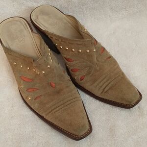 Cole Haan Brown And Orange Leather Cowboy Boots Women's Size 10